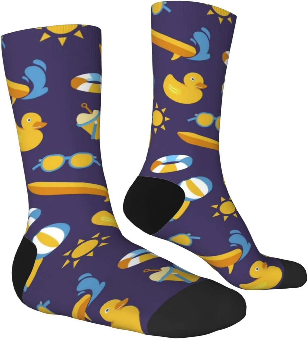 Casual Crew Socks for Men Women Funny Novelty Fun Dress Socks, Duck Sunglasses Summer Pattern