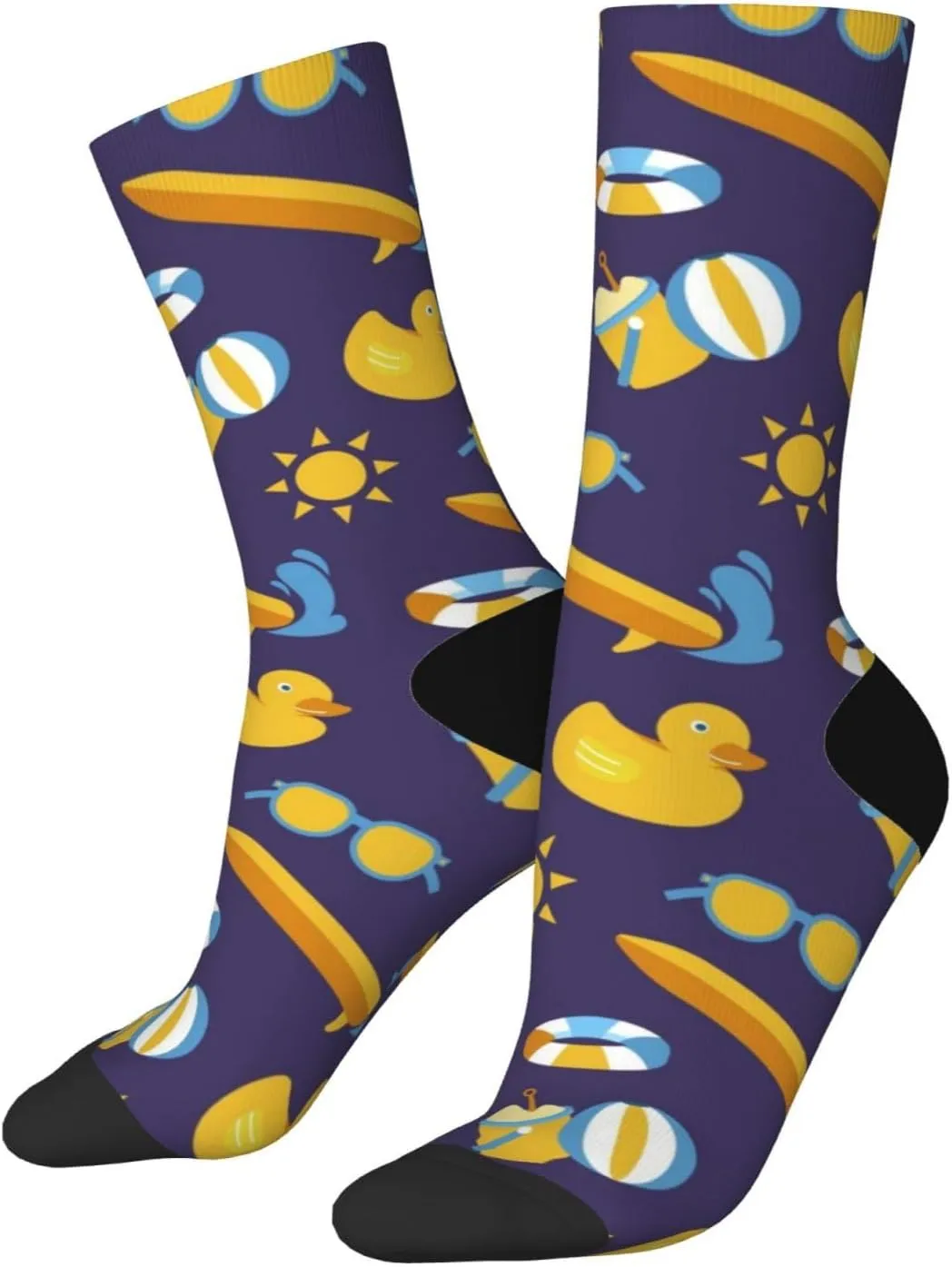Casual Crew Socks for Men Women Funny Novelty Fun Dress Socks, Duck Sunglasses Summer Pattern