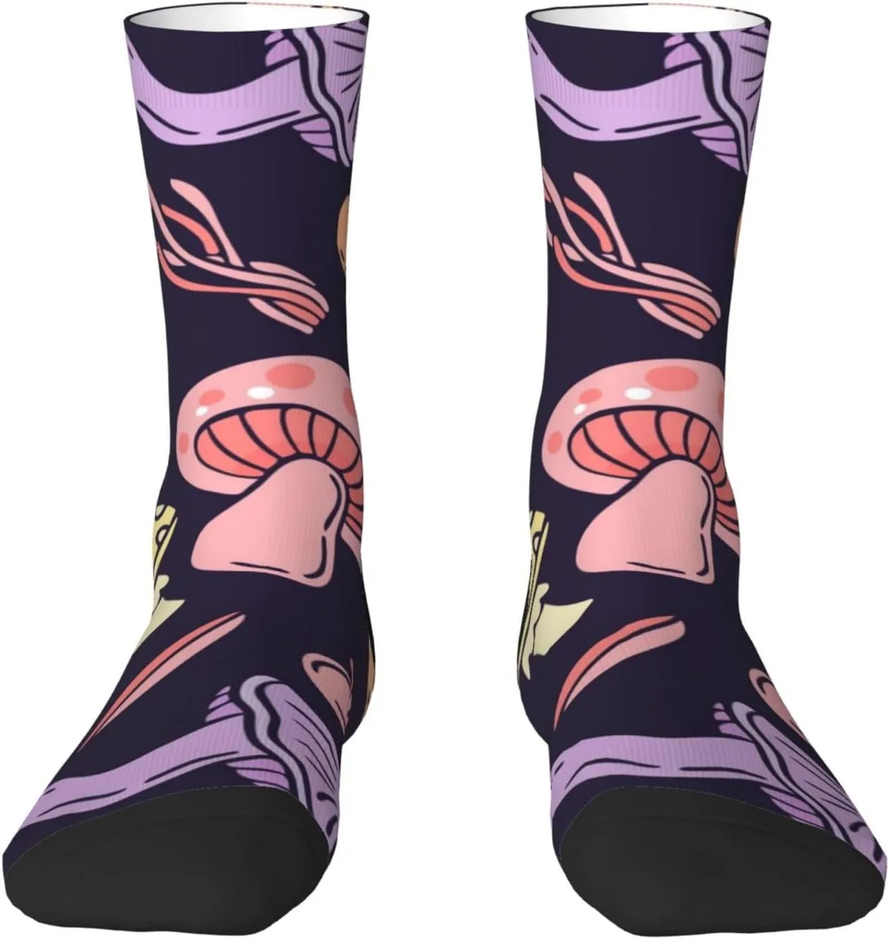 Casual Crew Socks for Men Women Funny Novelty Fun Dress Socks, Mushroom Colorful Pattern