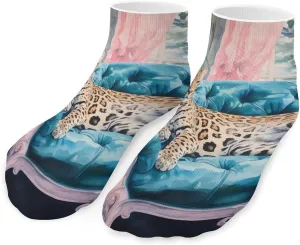 Cheetah On A Chaise Printed Ankle Socks No Show Sock Low-Cut Athletic Socks for Men Women 1 Pair