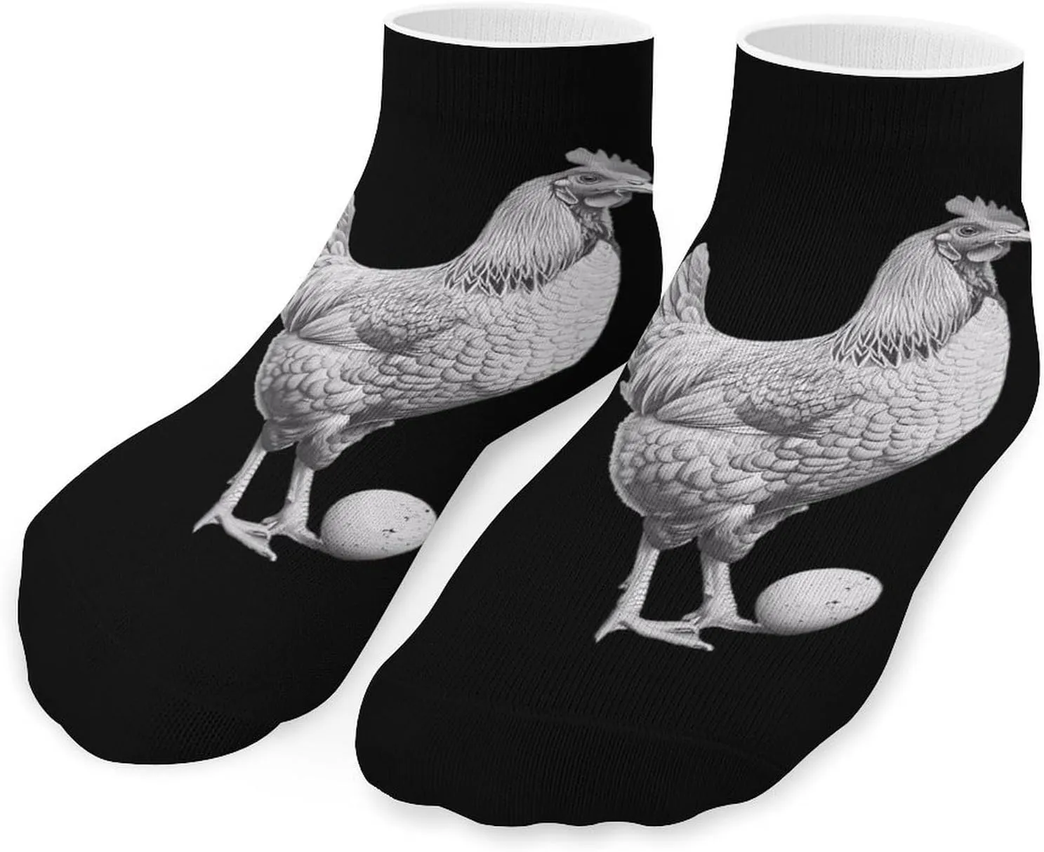 Chicken with Egg Printed Ankle Socks No Show Sock Low-Cut Athletic Socks for Men Women 1 Pair