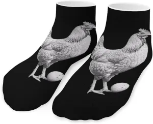 Chicken with Egg Printed Ankle Socks No Show Sock Low-Cut Athletic Socks for Men Women 1 Pair