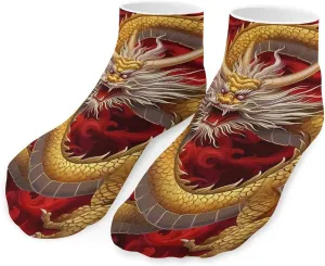 Chines Tradition Dragon Printed Ankle Socks No Show Sock Low-Cut Athletic Socks for Men Women 1 Pair