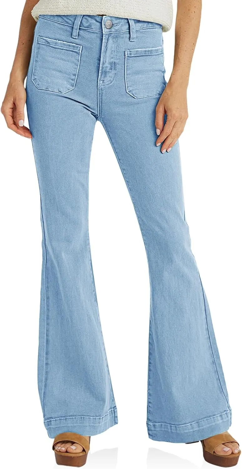 Cicy Bell Women's High Waisted Flare Jeans Stretch Bell Bottom Wide Leg Denim Pant