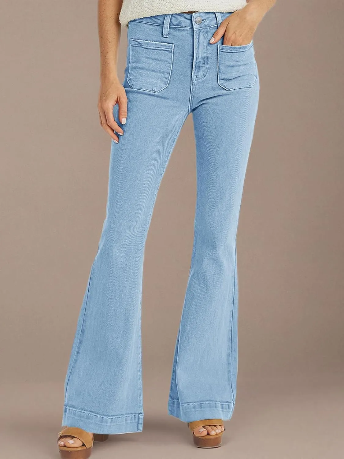 Cicy Bell Women's High Waisted Flare Jeans Stretch Bell Bottom Wide Leg Denim Pant