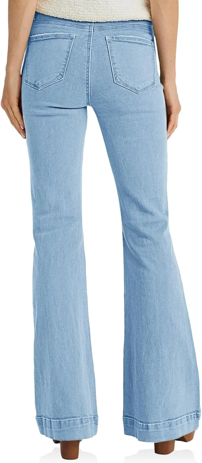 Cicy Bell Women's High Waisted Flare Jeans Stretch Bell Bottom Wide Leg Denim Pant