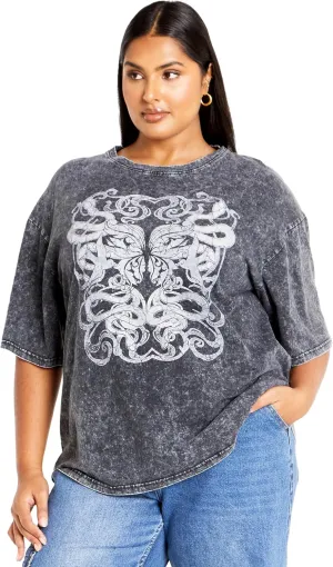 City Chic Women's Plus Size Oversized Wash Tee