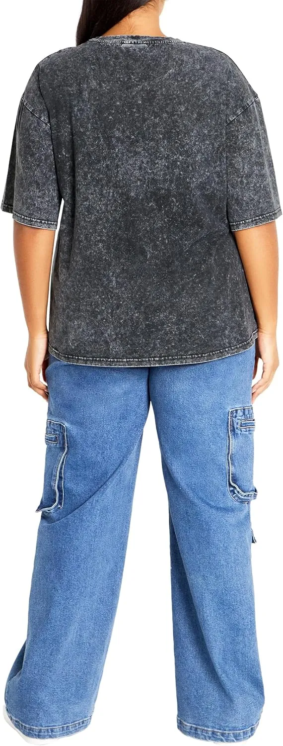 City Chic Women's Plus Size Oversized Wash Tee
