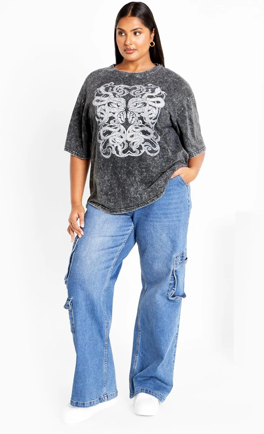 City Chic Women's Plus Size Oversized Wash Tee