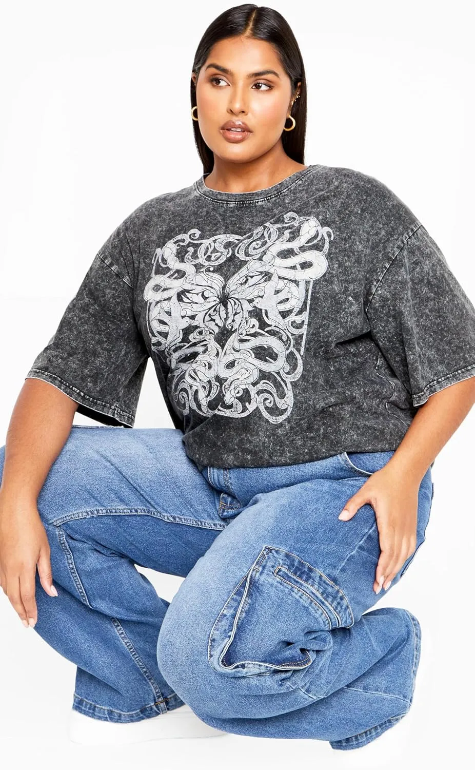 City Chic Women's Plus Size Oversized Wash Tee