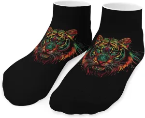 Colorful Art Tiger Face Printed Ankle Socks No Show Sock Low-Cut Athletic Socks for Men Women 1 Pair