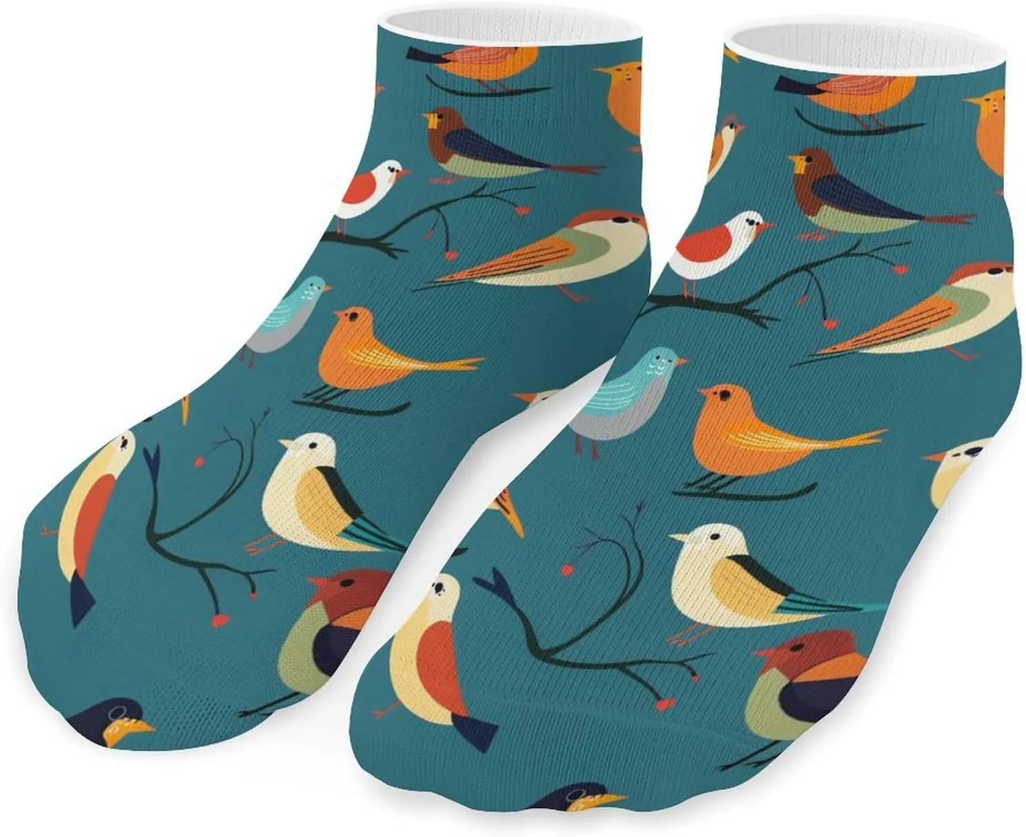 Colorful Birds Printed Ankle Socks No Show Sock Low-Cut Athletic Socks for Men Women 1 Pair
