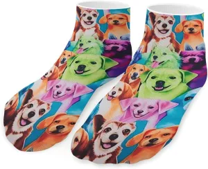 Colorful Dogs Watercolor Printed Ankle Socks No Show Sock Low-Cut Athletic Socks for Men Women 1 Pair