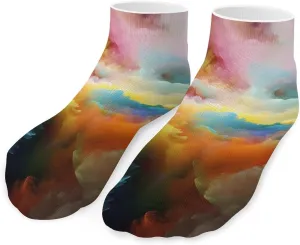 Colorful Gradient Clouds Printed Ankle Socks No Show Sock Low-Cut Athletic Socks for Men Women 1 Pair