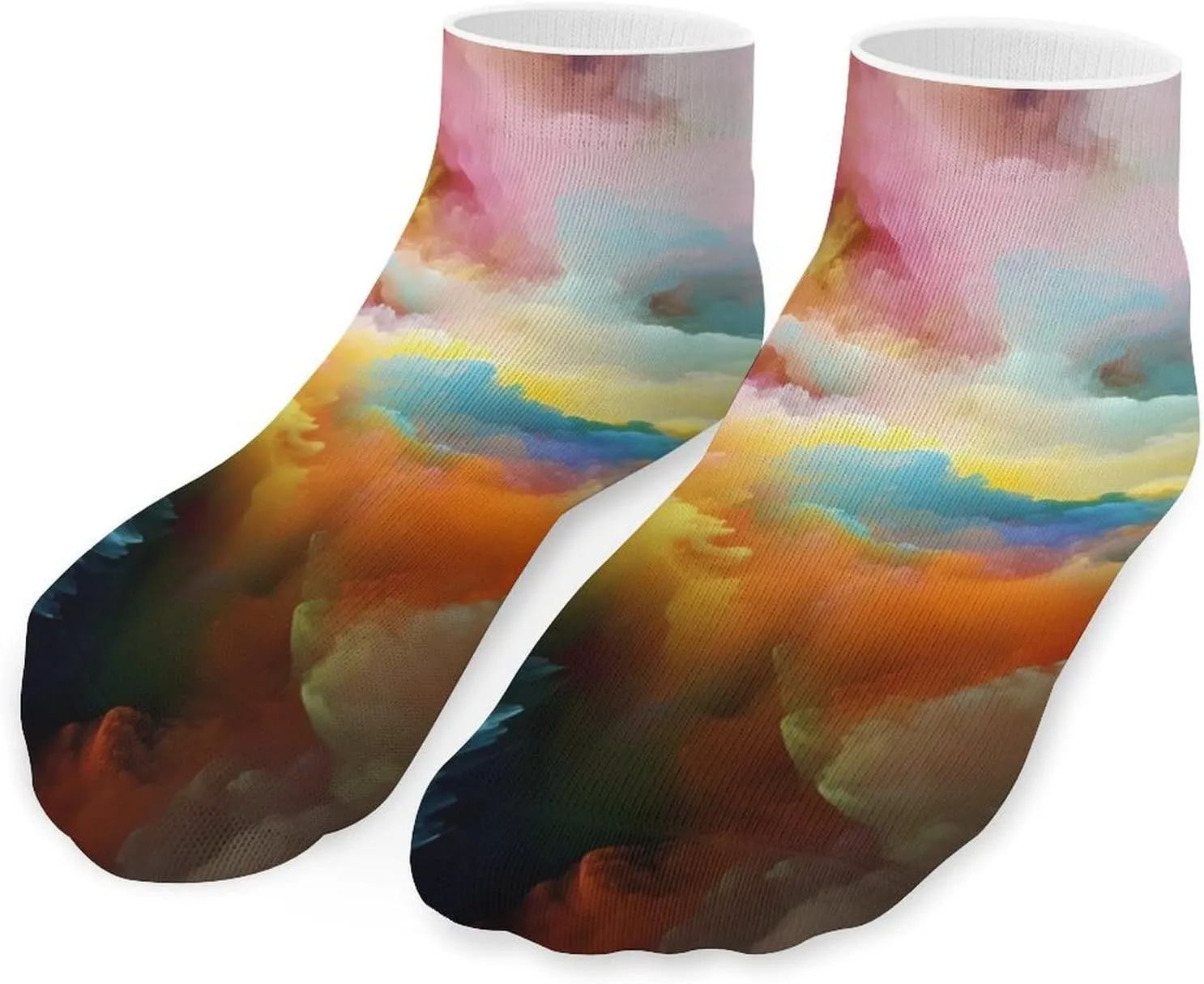Colorful Gradient Clouds Printed Ankle Socks No Show Sock Low-Cut Athletic Socks for Men Women 1 Pair