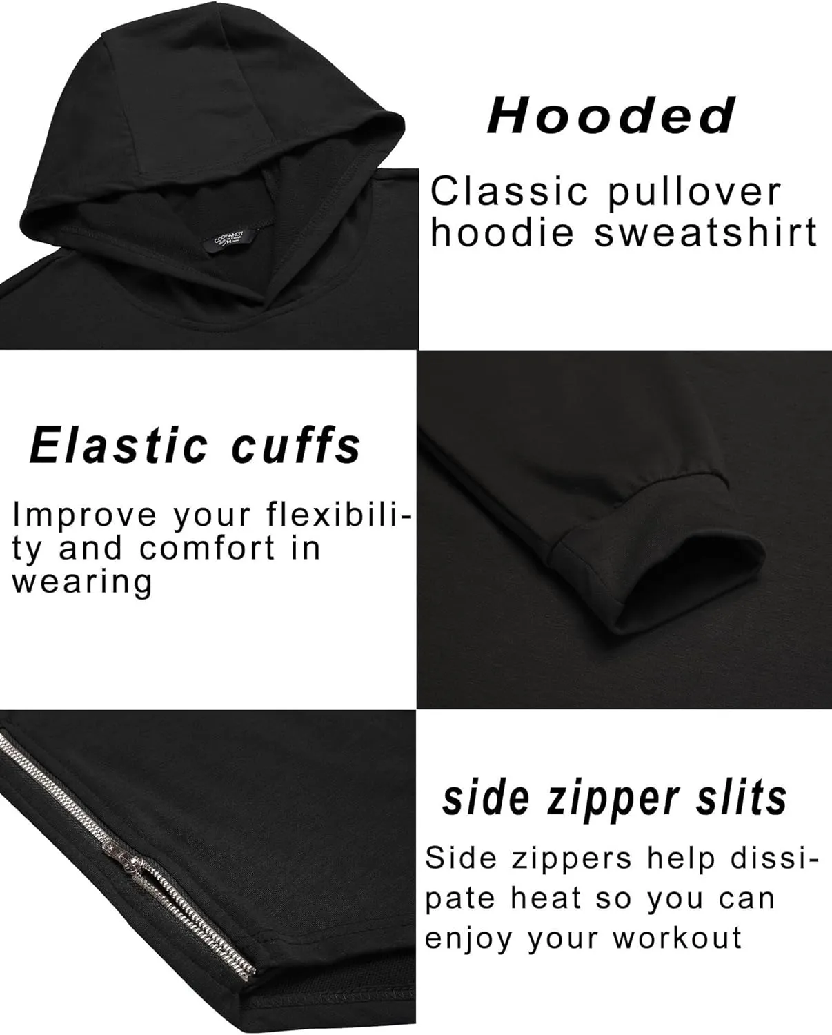 COOFANDY Men's Workout Sweatshirts Long Sleeve Muscle Fit Athletic Gym Hoodies Pullover