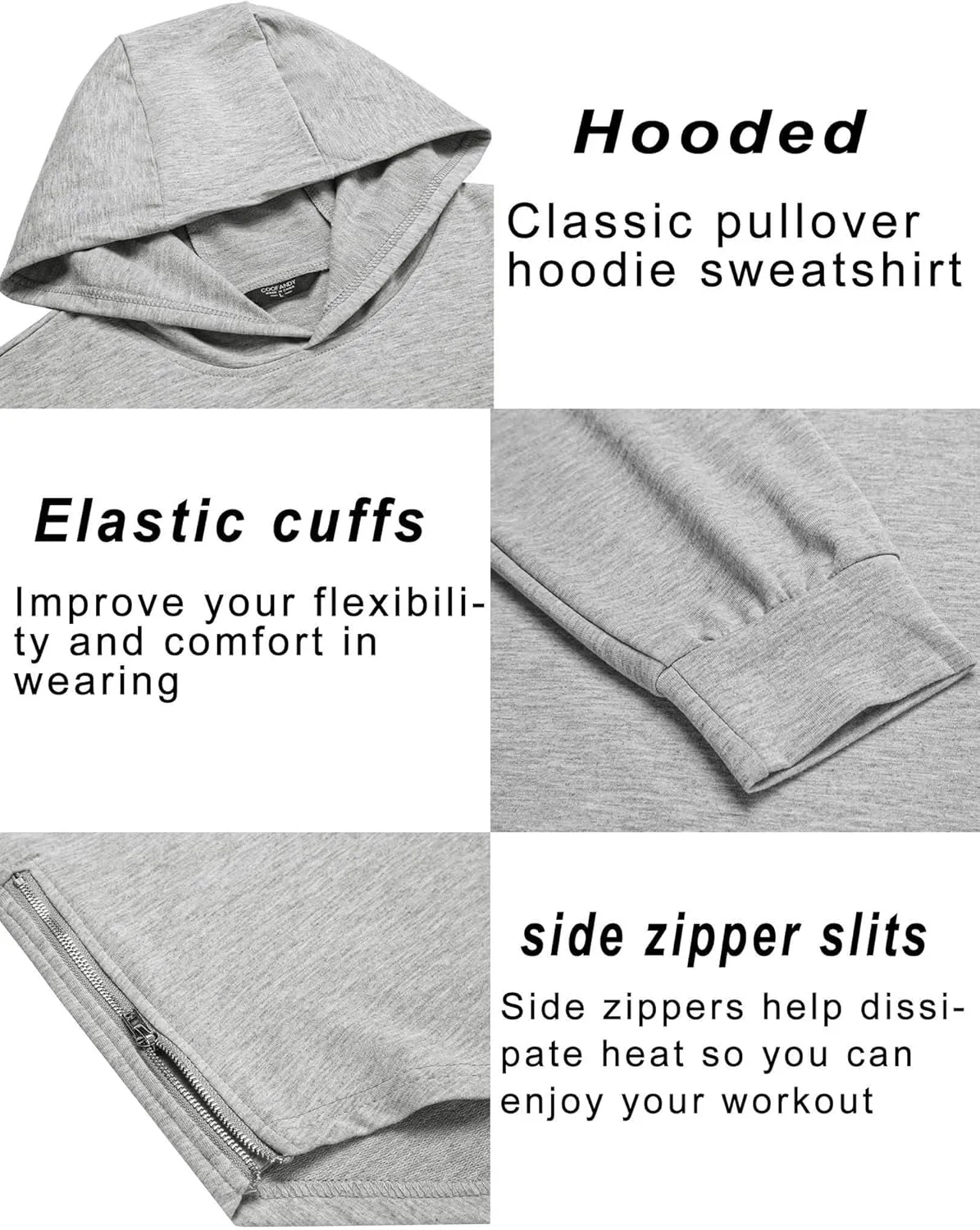 COOFANDY Men's Workout Sweatshirts Long Sleeve Muscle Fit Athletic Gym Hoodies Pullover