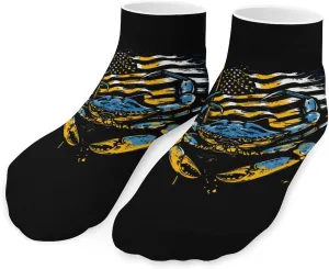 Crab with U.S. Flag Printed Ankle Socks No Show Sock Low-Cut Athletic Socks for Men Women 1 Pair
