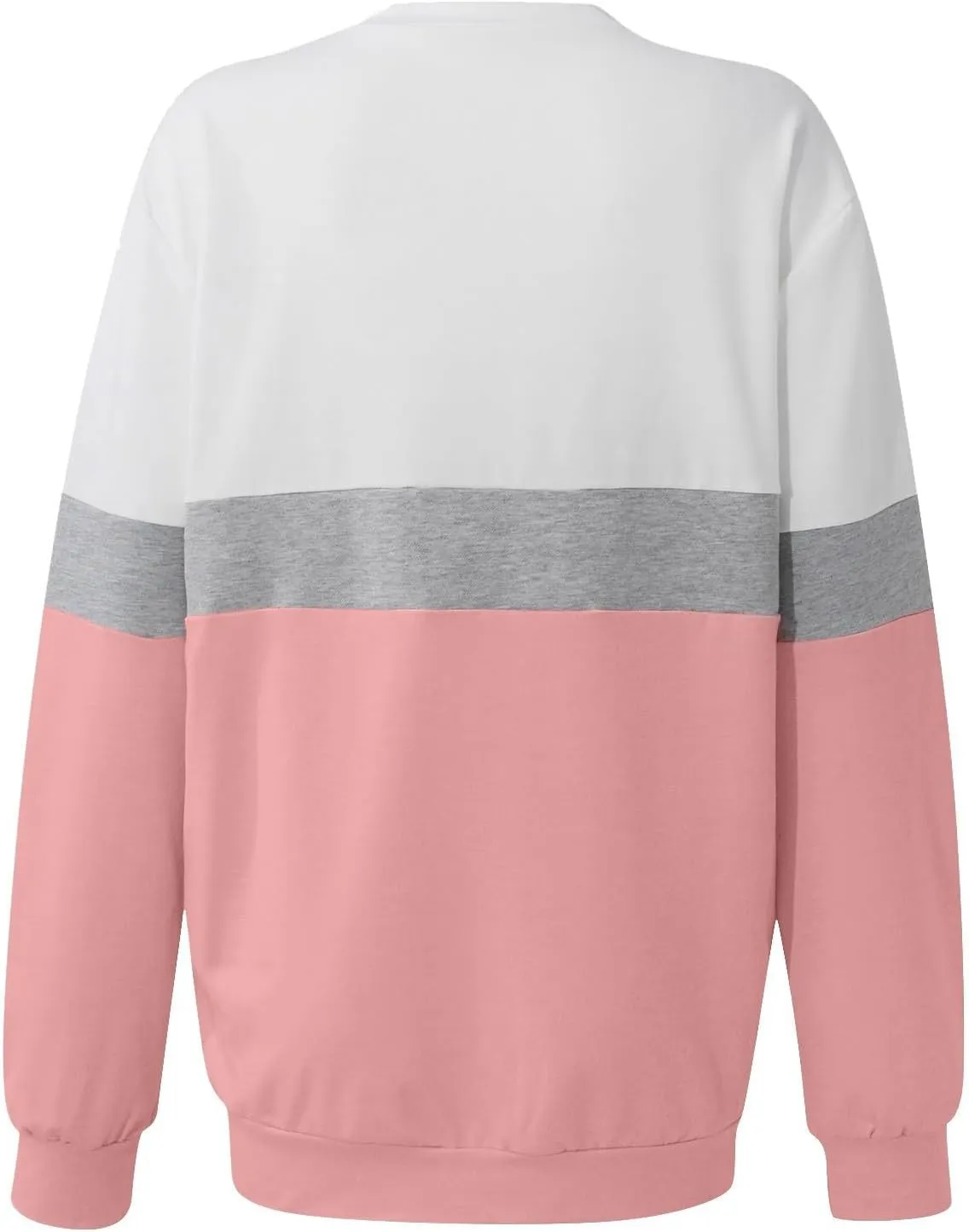 Crewneck Sweatshirts Women Color Block Long Sleeve Pullover Sweaters Lightweight Loose Tops with Pocket