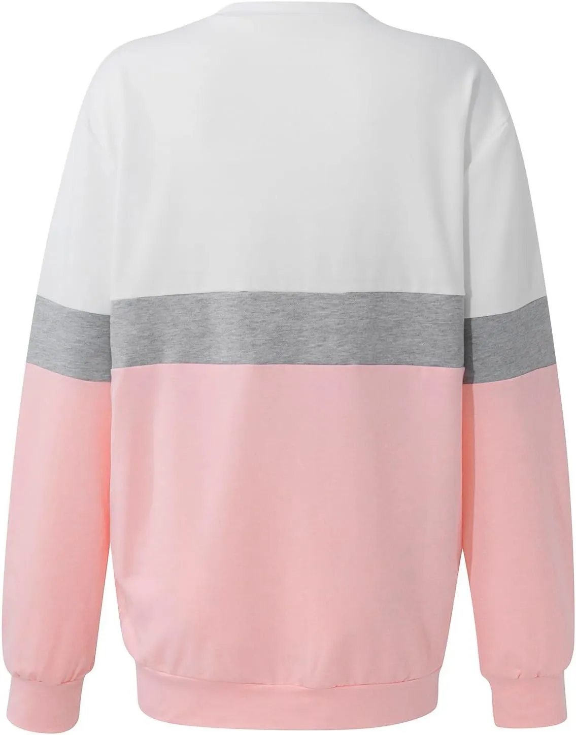 Crewneck Sweatshirts Women Color Block Long Sleeve Pullover Sweaters Lightweight Loose Tops with Pocket