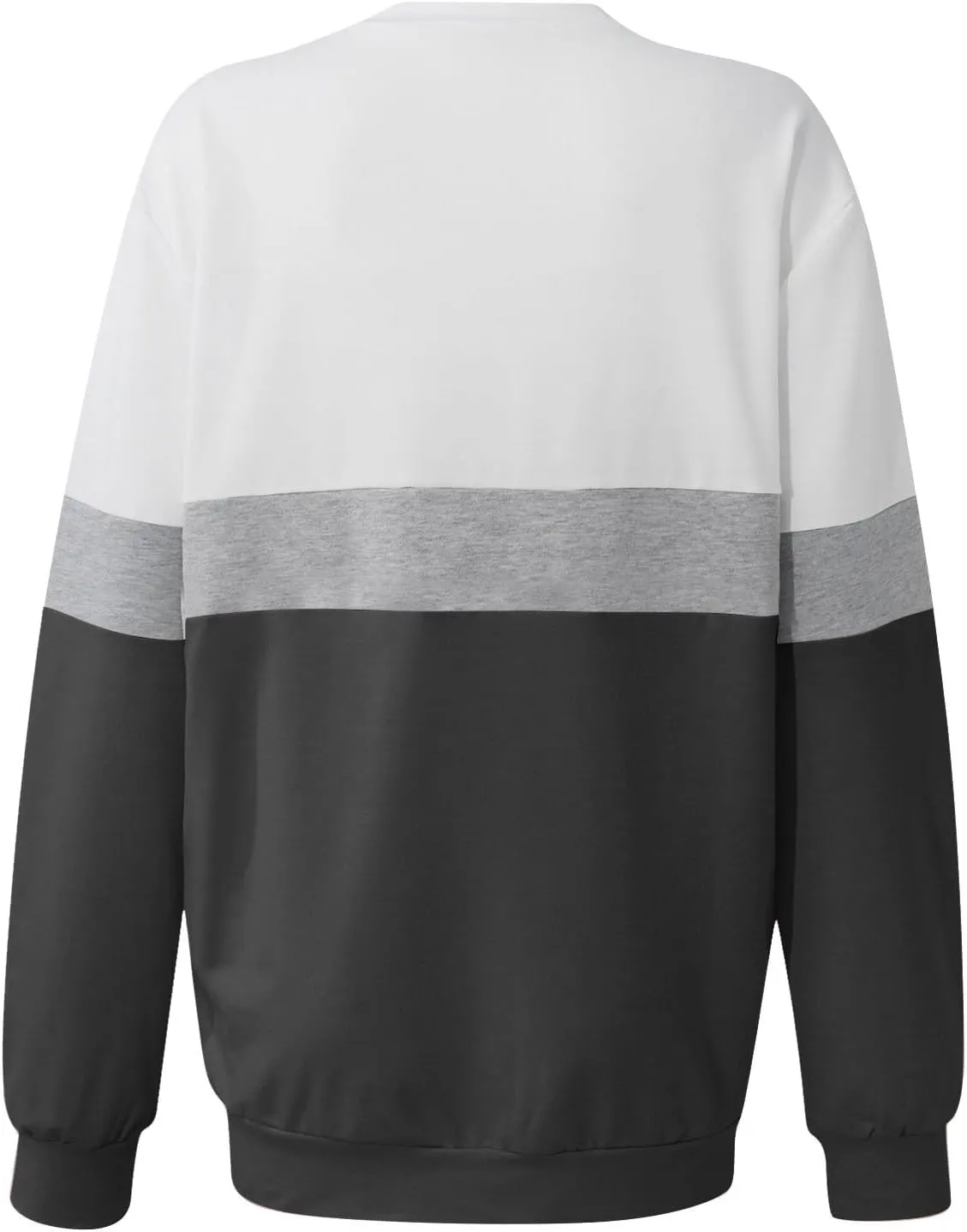 Crewneck Sweatshirts Women Color Block Long Sleeve Pullover Sweaters Lightweight Loose Tops with Pocket
