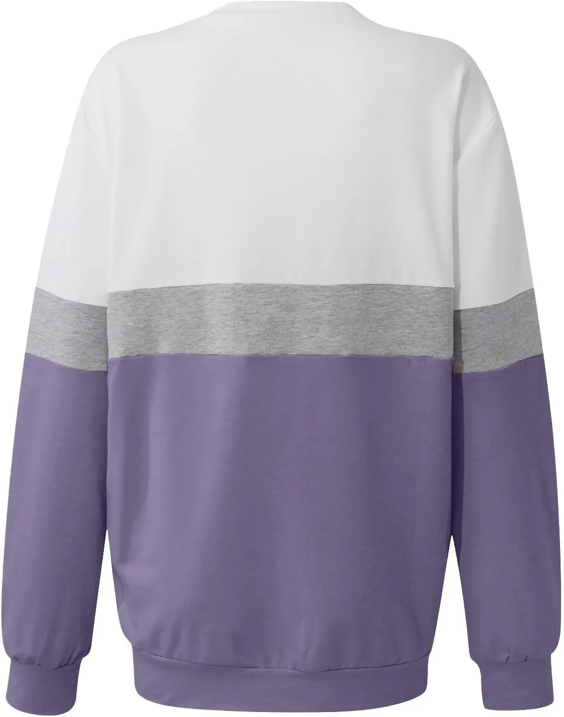 Crewneck Sweatshirts Women Color Block Long Sleeve Pullover Sweaters Lightweight Loose Tops with Pocket