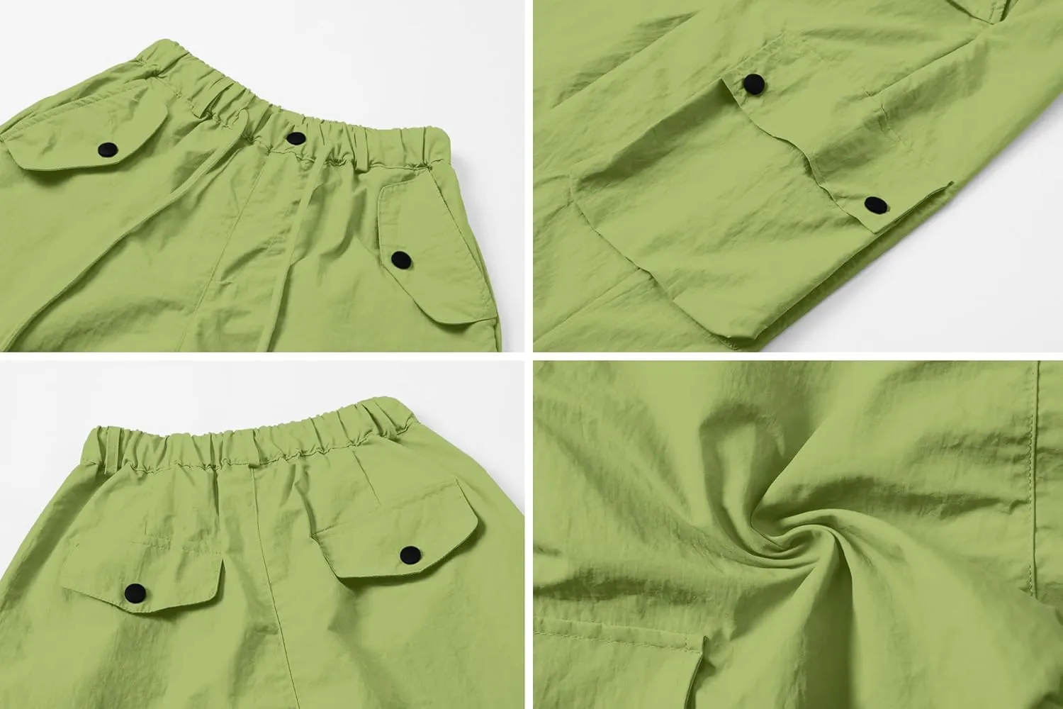 Cromoncent Girls & Womens High Waist Parachute Pants Y2K Waterproof Cargo Trousers with Pockets 6 Years-Women 3XL