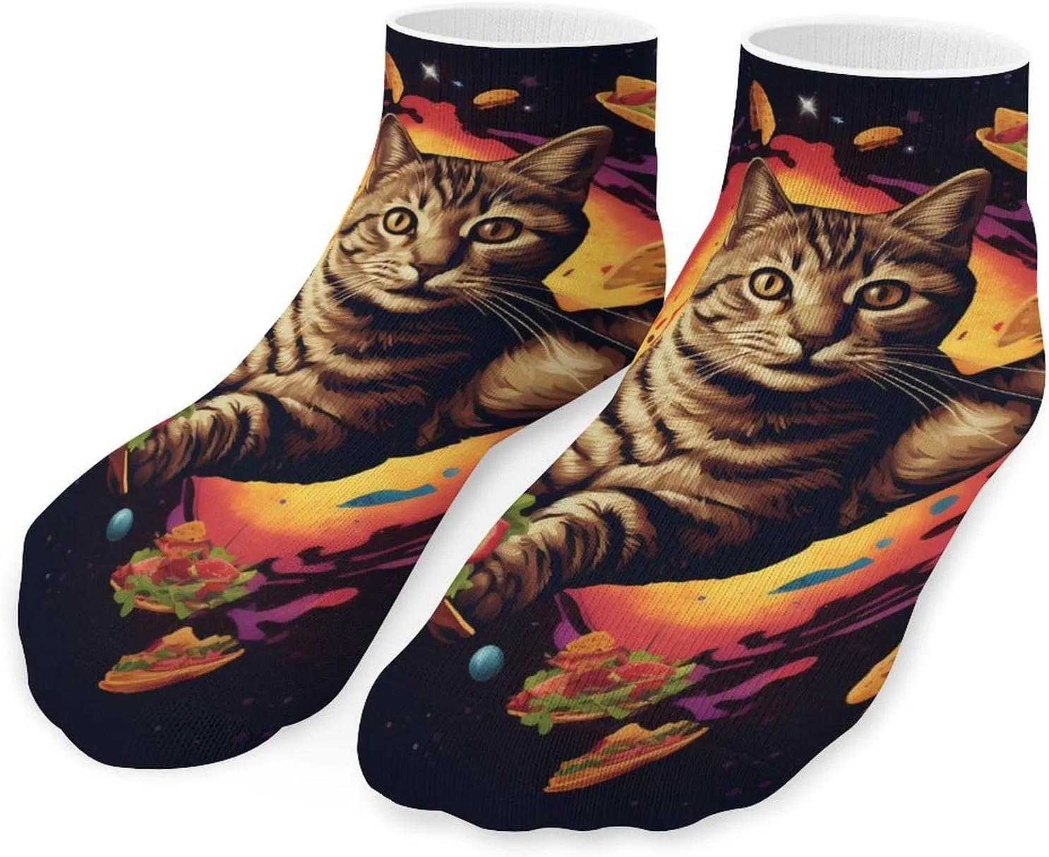 Cute Cat Printed Ankle Socks No Show Sock Low-Cut Athletic Socks for Men Women 1 Pair