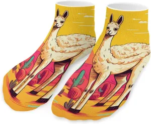 Cute Llama Cactus Printed Ankle Socks No Show Sock Low-Cut Athletic Socks for Men Women 1 Pair