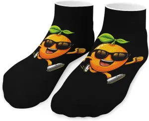 Cute Orange Running Printed Ankle Socks No Show Sock Low-Cut Athletic Socks for Men Women 1 Pair