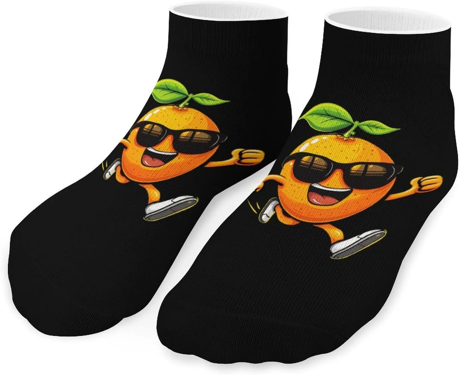 Cute Orange Running Printed Ankle Socks No Show Sock Low-Cut Athletic Socks for Men Women 1 Pair