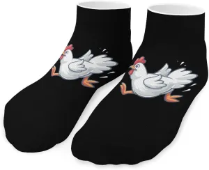 Cute Running Chicken Printed Ankle Socks No Show Sock Low-Cut Athletic Socks for Men Women 1 Pair