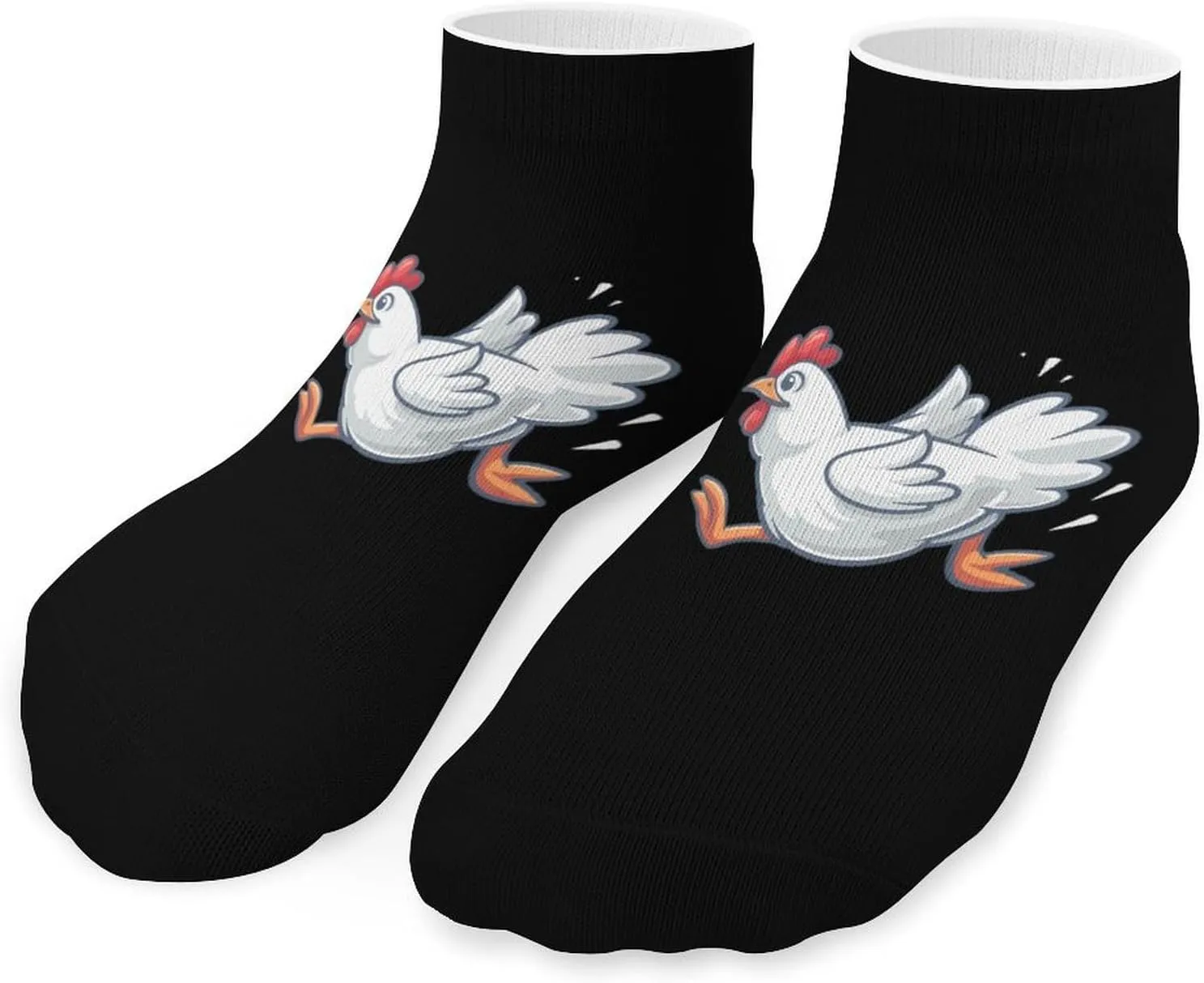 Cute Running Chicken Printed Ankle Socks No Show Sock Low-Cut Athletic Socks for Men Women 1 Pair