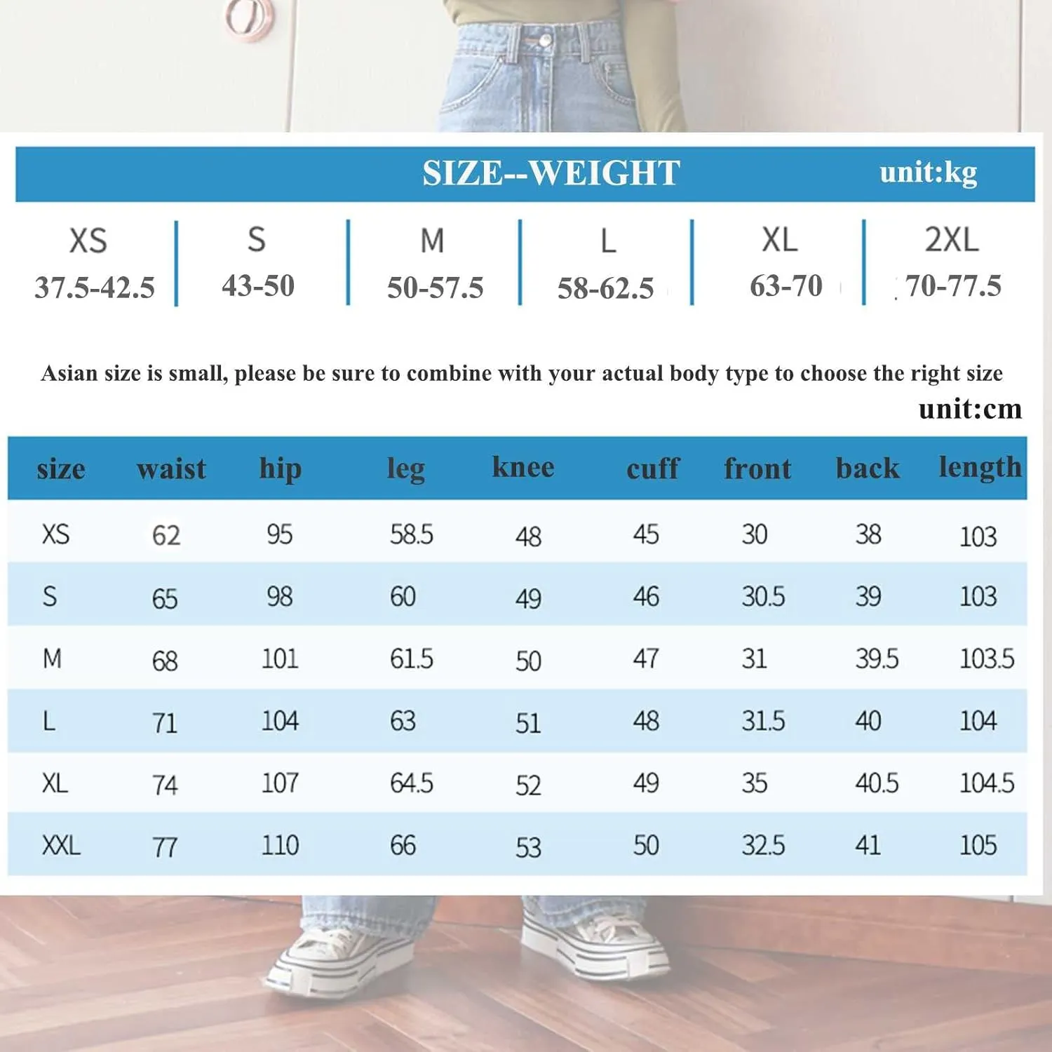 Daily Wear Loose Straight Jeans Girls Classic Relaxed Fit Mid Rise Comfortable Denim Pants Summer (Color : Blue, Size : S-Small)