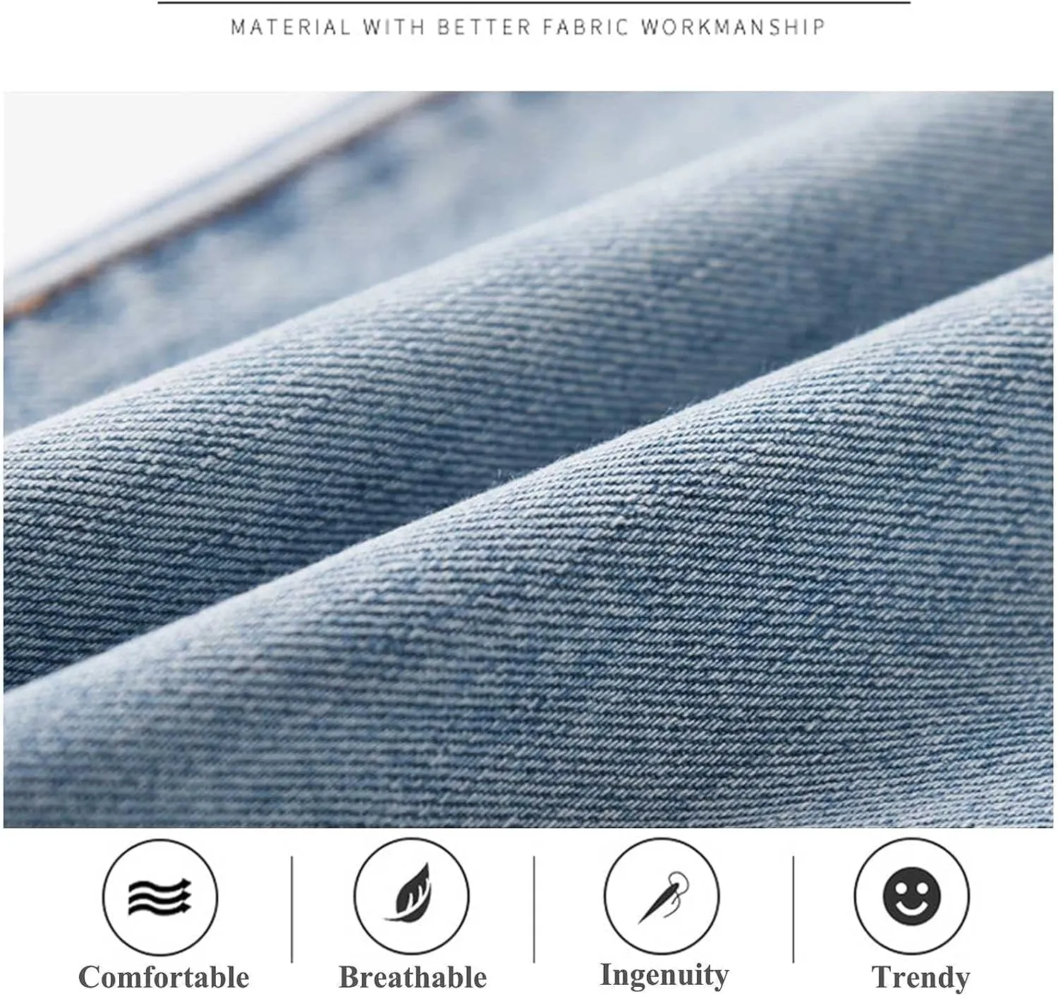 Daily Wear Loose Straight Jeans Girls Classic Relaxed Fit Mid Rise Comfortable Denim Pants Summer (Color : Blue, Size : S-Small)
