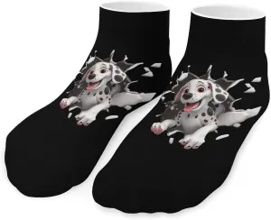 Dalmatian Dog Breaking Through Wall Printed Ankle Socks No Show Sock Low-Cut Athletic Socks for Men Women 1 Pair