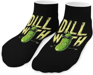 Dill with It Funny Pickle Printed Ankle Socks No Show Sock Low-Cut Athletic Socks for Men Women 1 Pair