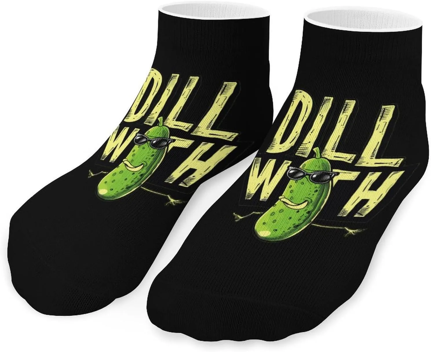 Dill with It Funny Pickle Printed Ankle Socks No Show Sock Low-Cut Athletic Socks for Men Women 1 Pair