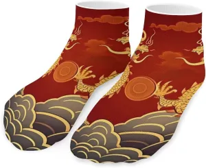 Dragons Pattern Printed Ankle Socks No Show Sock Low-Cut Athletic Socks for Men Women 1 Pair