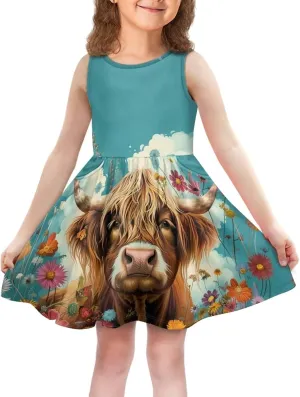 Dresses for Girls 2-14 Kids Summer Beach Sundress Casual Flared Skater Dress A Line School Party Dresses