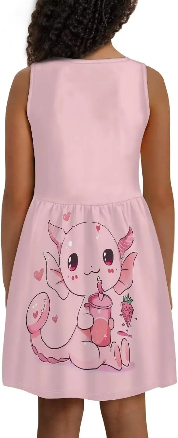 Dresses for Girls 2-14 Kids Summer Beach Sundress Casual Flared Skater Dress A Line School Party Dresses