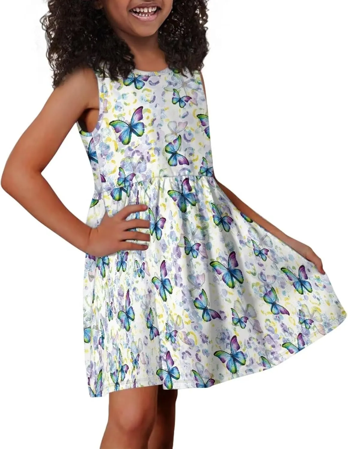 Dresses for Girls 2-14 Kids Summer Beach Sundress Casual Flared Skater Dress A Line School Party Dresses