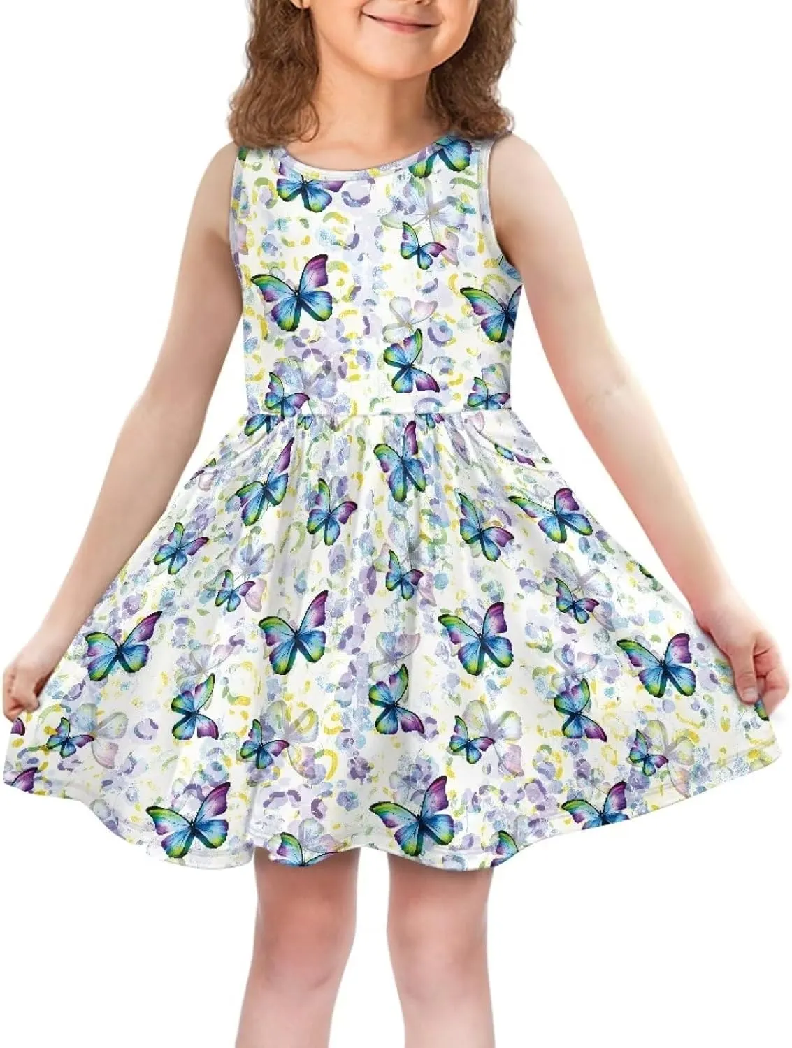 Dresses for Girls 2-14 Kids Summer Beach Sundress Casual Flared Skater Dress A Line School Party Dresses