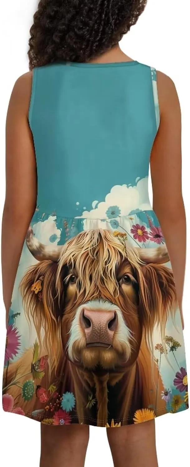 Dresses for Girls 2-14 Kids Summer Beach Sundress Casual Flared Skater Dress A Line School Party Dresses