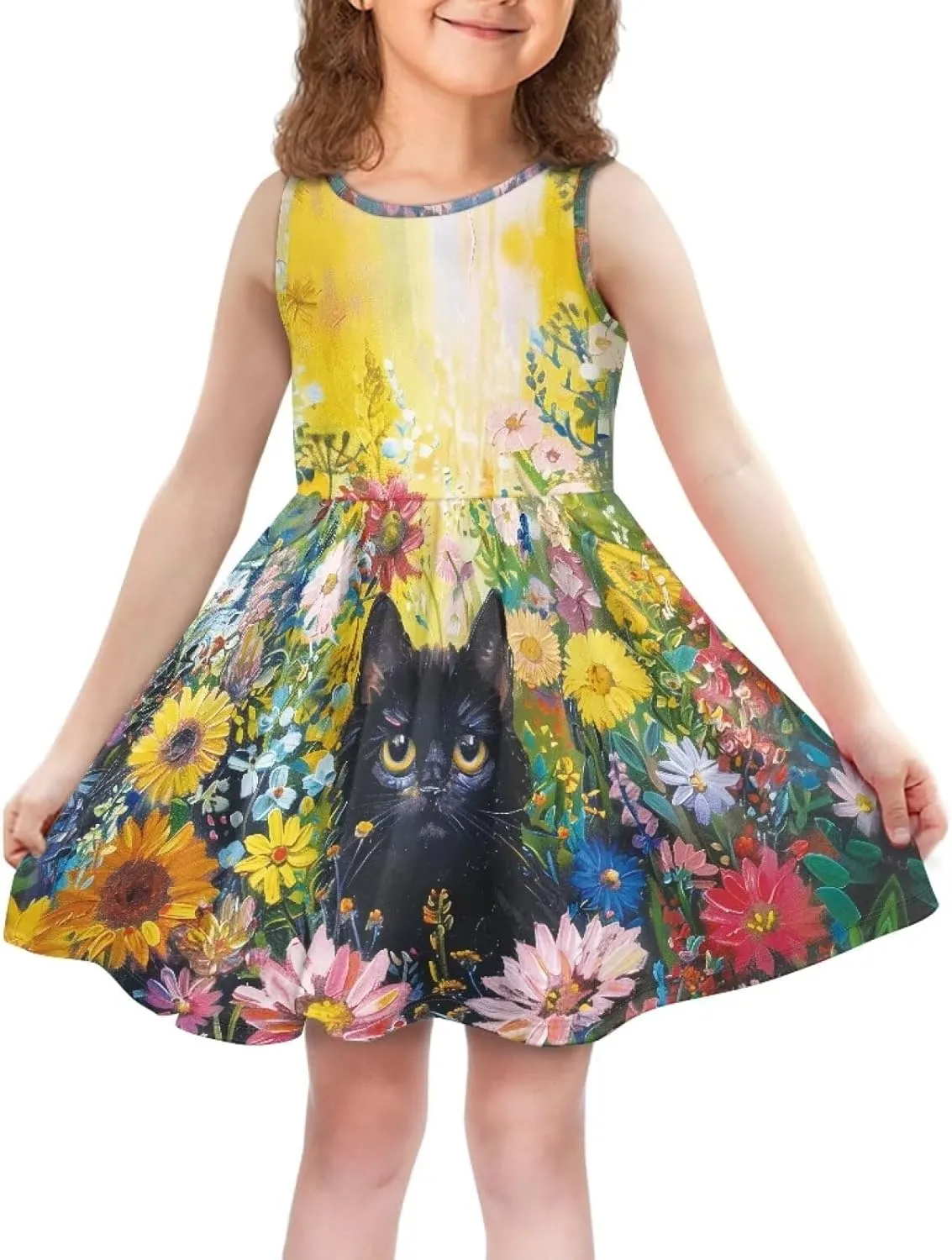 Dresses for Girls 2-14 Kids Summer Beach Sundress Casual Flared Skater Dress A Line School Party Dresses