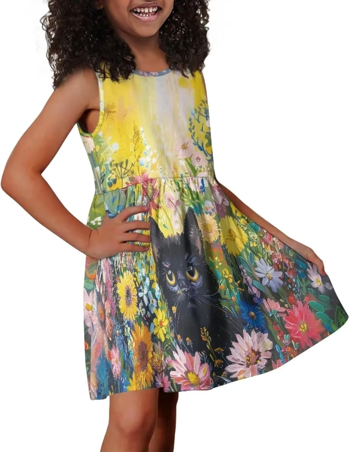 Dresses for Girls 2-14 Kids Summer Beach Sundress Casual Flared Skater Dress A Line School Party Dresses