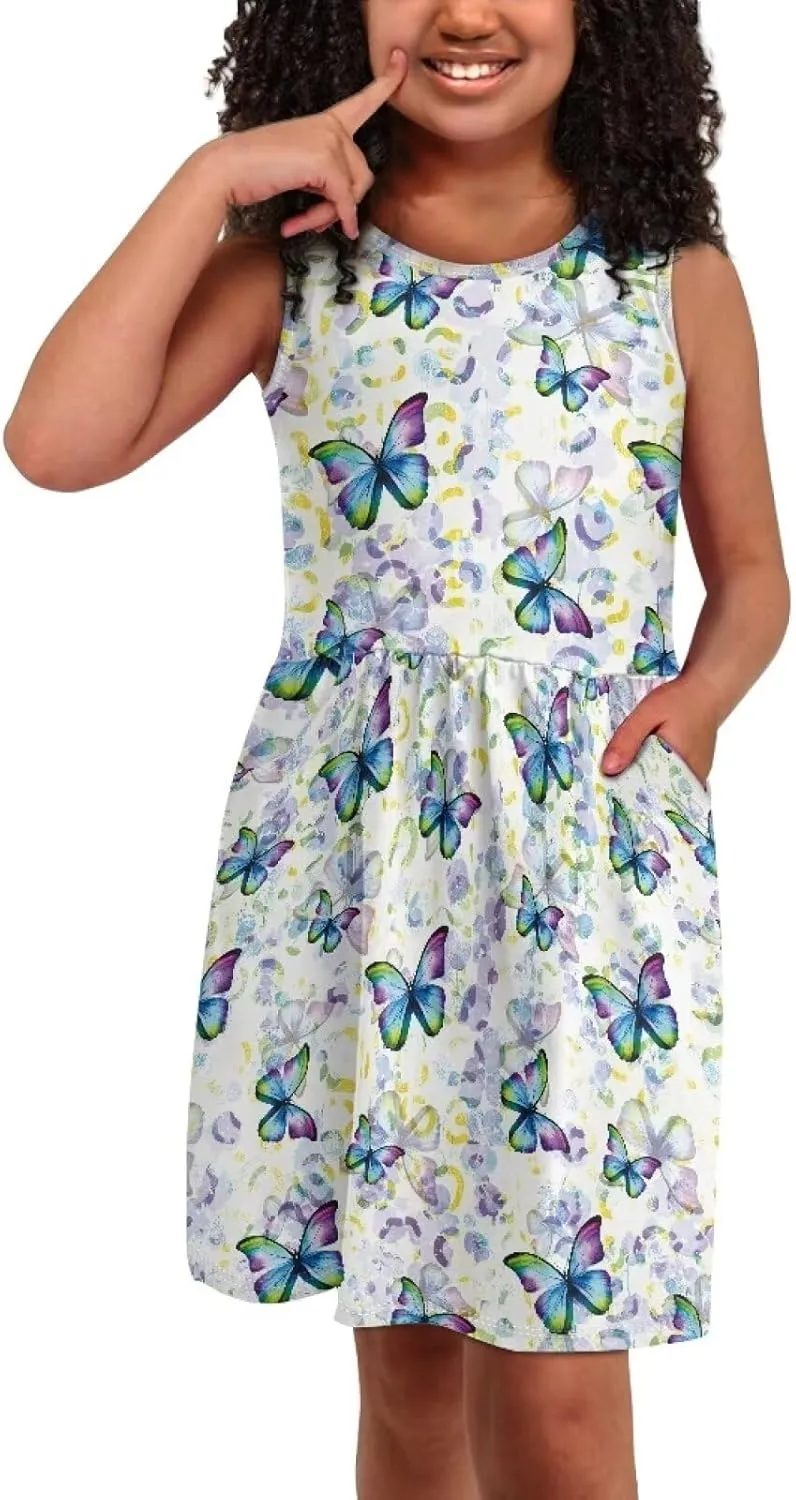 Dresses for Girls 2-14 Kids Summer Beach Sundress Casual Flared Skater Dress A Line School Party Dresses