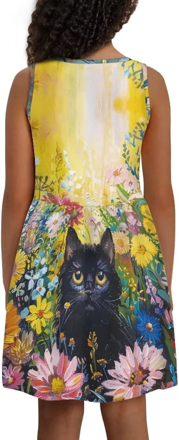 Dresses for Girls 2-14 Kids Summer Beach Sundress Casual Flared Skater Dress A Line School Party Dresses