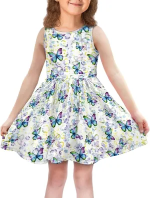 Dresses for Girls 2-14 Kids Summer Beach Sundress Casual Flared Skater Dress A Line School Party Dresses