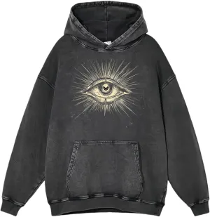 DUODUO Men's Acid Washe Graphic Hoodies Oversized Streetwear Vintage Pullover Top